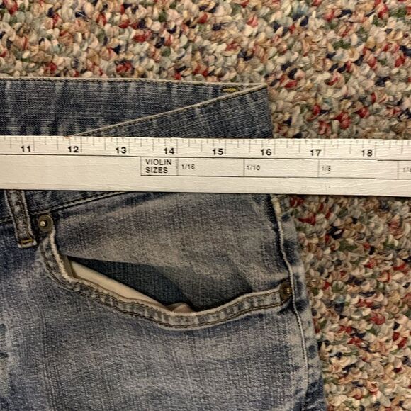 Theory Blue Medium Wash Mid-rise Distressed Ripped Straight Leg Jeans Size 32 - Picture 10 of 13